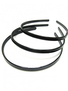 Set of 3 Black Plastic Alice Hair Bands Headbands 1cm (0.4")