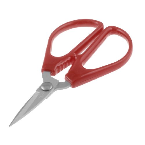 Home Office Red Handle Metal Blade Sewing Paper Straight Scissors 4.7