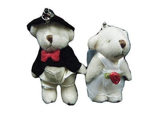 Fat-catz-copy-catz Set of 2 small bride & groom poseable, jointed wedding cake toppers teddy bears