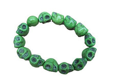 Load image into Gallery viewer, Fat-catz-copy-catz Quality Carved Stone Gothic Skull Jewellery Bracelet, Hand Crafted howlite Punk Style Bracelet, Elasticated
