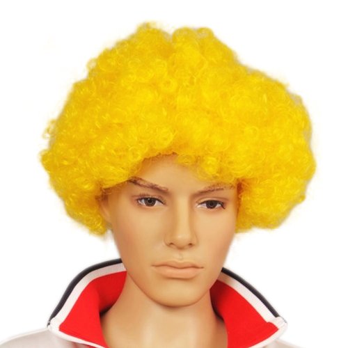 MAYSU Brazil Yellow Afro Sport Fanatic/Fan wigs/Team spirit wigs/Fancy dress Party wigs hg-b2
