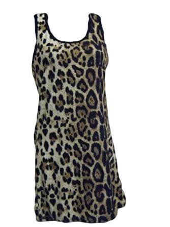 Fat-catz-copy-catz Ladies Leopard Animal Spotted Ladies Racer Back, Longline Vest Top, T-Shirt, Dress Brown