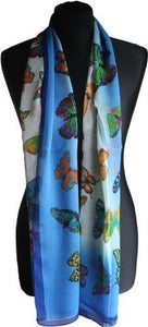 Ladies Butterfly Print Chiffon Scarf. Assorted Colours. Free UK Delivery