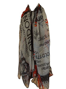 London Theme Scarf in Light Grey