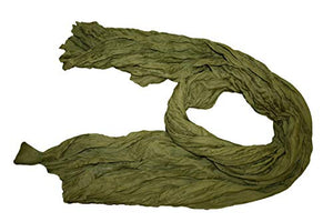 Fat-catz-copy-catz Plain Khaki Army Green Crinkle Effect Fashion Shawl Scarf Wrap