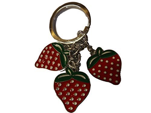 Red cute strawberry charm keyring gift idea - by Fat-catz-copy-catz