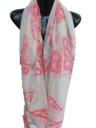 Soft Celebrity Designer Inspired Large Ladies Beautiful Pink/Grey Big Butterfly insect print Scarf Shawl Sarong 185cm x 110cm - posted from London by Fat-Catz