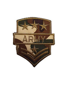 Fat-cat-zcopy-catz Camouflage Military Army three stars Ranking Iron on Sew on Embroidered Badge Applique Motif Patch