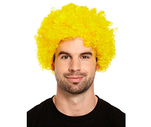 Curly Afro Wigs Fancy Dress Funky Wig Disco Clown Mens/Ladies Unisex 11 Colours (Yellow)