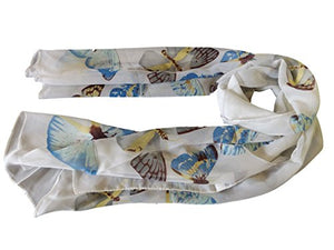 Fat-catz-copy-catz Ladies White Butterfly Insect Print Chiffon Feel Scarf