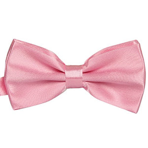 TANGDA Men Solid Tuxedo Satin Polyester Bow Tie BowTies - Pink