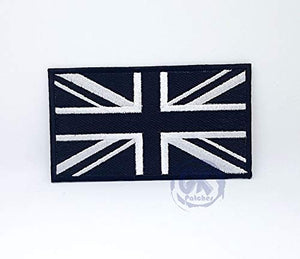 Union Jack Variation and American Flag USA Iron on Sew on Embroidered Patch (Union Jack Black)