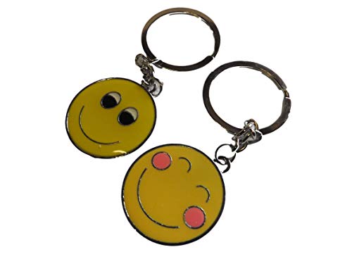 Fat-catz-copy-catz Unisex Lovers Couples Set of 2 Smiley Faces Emoji Sunshine Keyrings Gifts