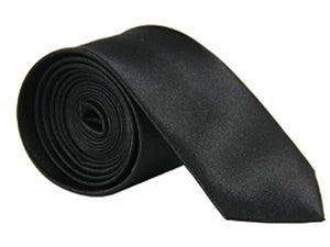 Slim Satin Narrow Skinny Tie Ties - Various Colours (Black)