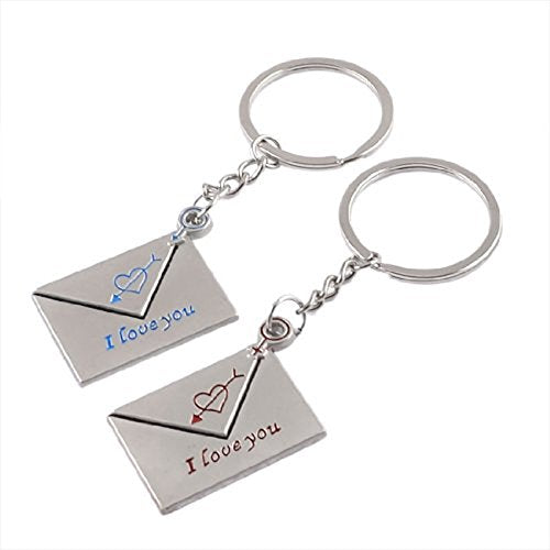 Welim Couples Keychain Lovers Keyring Silver Tone Keyring Message Icon Keyring Key Chain Pair Very Printed I love you suitable for couples between the gifts 2pcs