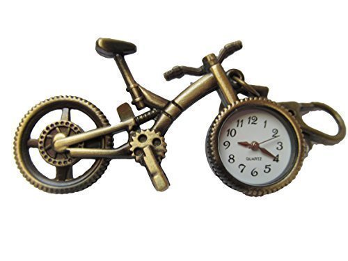 Fat-catz-copy-catz Analogue Quartz Roman Numerals Bronze Vintage Antique Cycle Bike Cycling Roman Numerals Clock pocket watch fob keyring