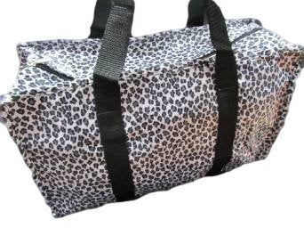Black Animal Leopard Silky Oily Style Ladies Shopping Over Night Weekend Holdall Handbag - by Fat-Catz-copy-catz