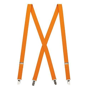Pair Narrow Fashion Braces [suspenders] in Orange 2cm wide ,Adjustable with metal adjusters and snap fasteners .