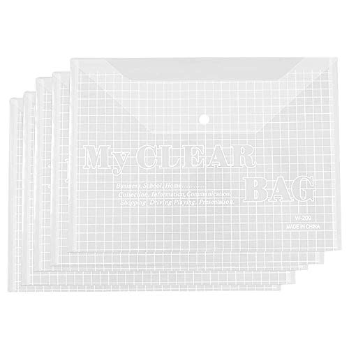 Fat-catz-copy-catz 5 or 10 Plastic Wallets Clear Folders A4 Clear Office School Envelope folders Clear Document Folder Button Closure Waterproof