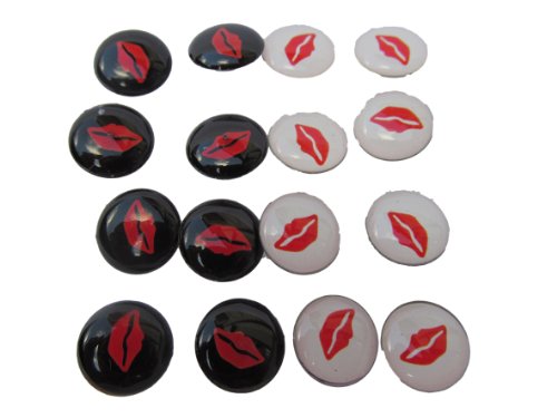 Wholesale lot: 6-10 pairs Fashion girls, womens, unisex rainbow striped round square moustache lips earrings, studs in box by Fat-catz-copy-catz (black/white lips earrings)