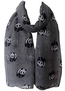 Lightweight Grey Scarf Black & White Giant Panda Print