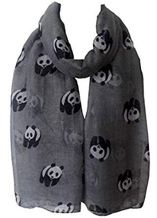 Lightweight Grey Scarf Black & White Giant Panda Print