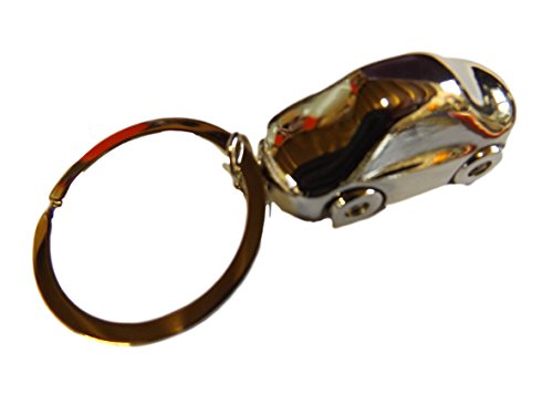 Shiny silver car automobile motor vehicle enamel metal keyring chain gift idea - by Fat-catz-copy-catz