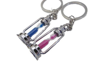 2 lovers pink/blue sands of time lanterns metal enamel keyring handbag charm gift uk seller - posted from London only by Fat-catz