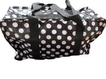 Black & White Spotted Spots Print Silky Style Ladies Shopping Over Night Weekend Holdall Handbag - posted from London by Fat-Catz