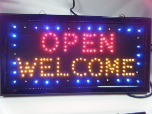 Fat-catz-copy-catz Super Bright Top Quality Colourful Flashing Open Welcome Shop Club, Pub, Animated LED neon Display Hanging Sign 48cmx25cmx2.5cm