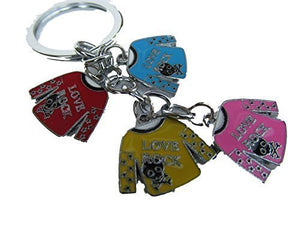 cute 4 piece multi coloured Rock n Roll Top enamel metal keyring handbag charm detailing gift idea - by Fat-catz-copy-catz