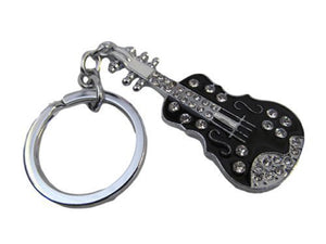 Fat-catz-copy-catz Large electric diamonte guitar enamel metal keyring handbag charm gift