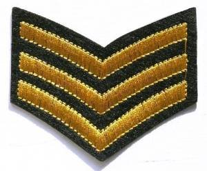 Gold Sergeant Sargent Stripes Iron Sew On Embroidered Patch Badge Army Military
