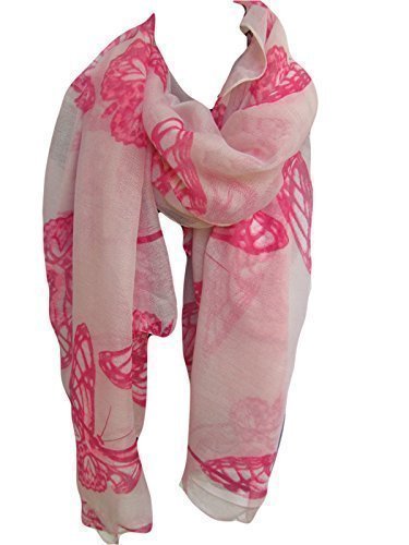 Designer Inspired Beautiful Pink Butterfly print Scarf Shawl Sarong 180cm x 100cm - by Fat-Catz