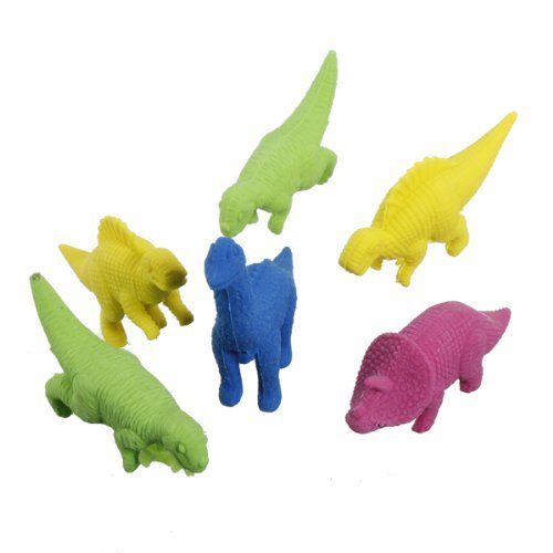 Well-Goal 5 Pcs Novelty Cute Assortment Colors Dinosaur Shaped Rubber Erasers Set For Kids Fun Toy Gifts