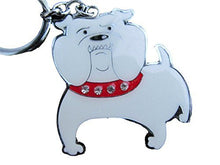 Load image into Gallery viewer, Fat-catz-copy-catz Large Angry British Bull-Dog Black or White with diamonte collar keyring handbag charm
