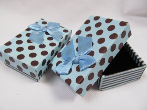 Fat-catz-copy-catz Unisex 5X Baby Blue Polka dots Jewellery Box for Rings Necklace Bracelets with Padded Inserts