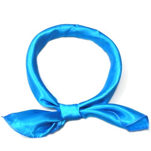 Hee Grand New Solid Candy Scarves Artificial Silk Square LakeBlue