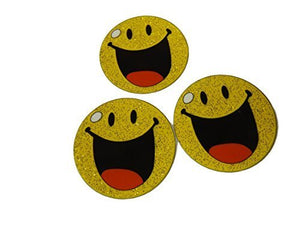 Fat-catz-copy-catz 3x small yellow smiley face smooth iron on heat transfer clothes patch