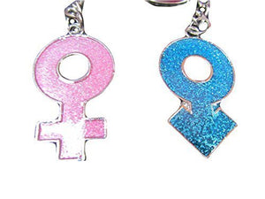 Set of 2 male & female chemical symbols pink/blue lovers couples keyrings - posted by Fat-catz