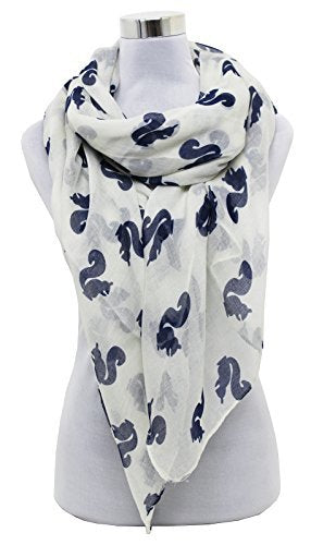 HotStyleZone Brand New Ladies Scarf Shawl Sarong Squirrel Print Cream Pink Mint Grey Blue (Cream)