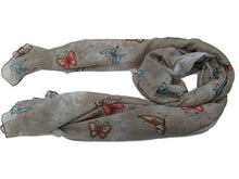 Load image into Gallery viewer, Soft Sophisticated Butterfly Insect Print Ladies Long Scarf, Shawl, Wrap, Sarong by Fat-catz-copy-catz
