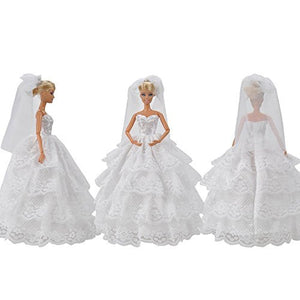 Fat-catz-copy-catz Quality Several Tiers Dolls sized Traditional White full Wedding Ball Gown Dress & Veil (doll not included)