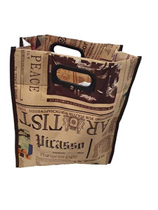 Fat-catz-copy-catz Brown Newspaper Magazine Fashion Print Silky Ladies Tote Shopping Bag
