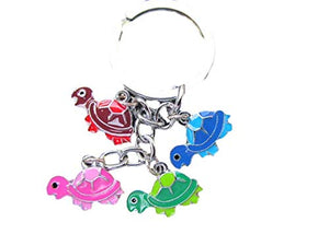 Fat-catz-copy-catz 4 piece multi coloured turtles sea ocean enamel metal keyring handbag charm