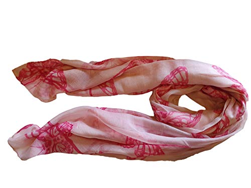 Fat-catz-copy-catz Ladies Beautiful Pink Big Butterfly Insect Print Scarf Shawl Sarong 185cm x 110cm