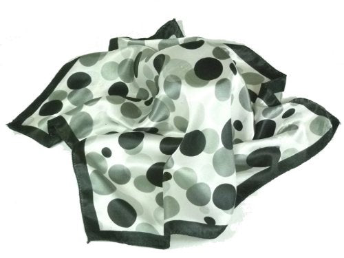 Satin neck scarf with Black and Grey spots pattern - 50cm square