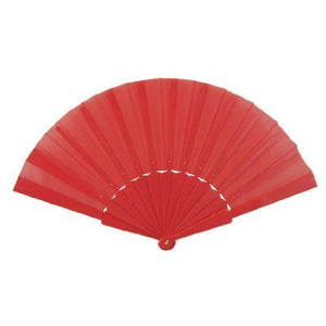 Red Plastic Frame Nylon Fabric 9" Long Foldable Hand Fan Gift