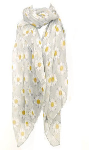 Large Soft Grey Ladies Daisy Flower Scarf