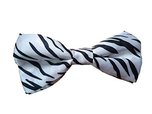 Fat-catz-copy-catz Mens Unisex Pre-Tied adjustable Black White Zebra print stripes bow tie satin polyester